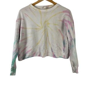 Love Vintage Tie Dye Cropped Sweatshirt Long Sleeve Tee Size Small/Medium